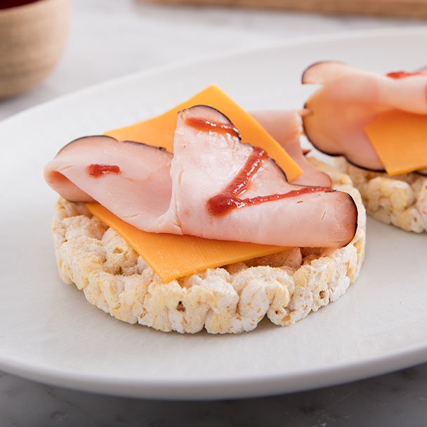 Recipe Turkey Cheddar Topped Rice Cake